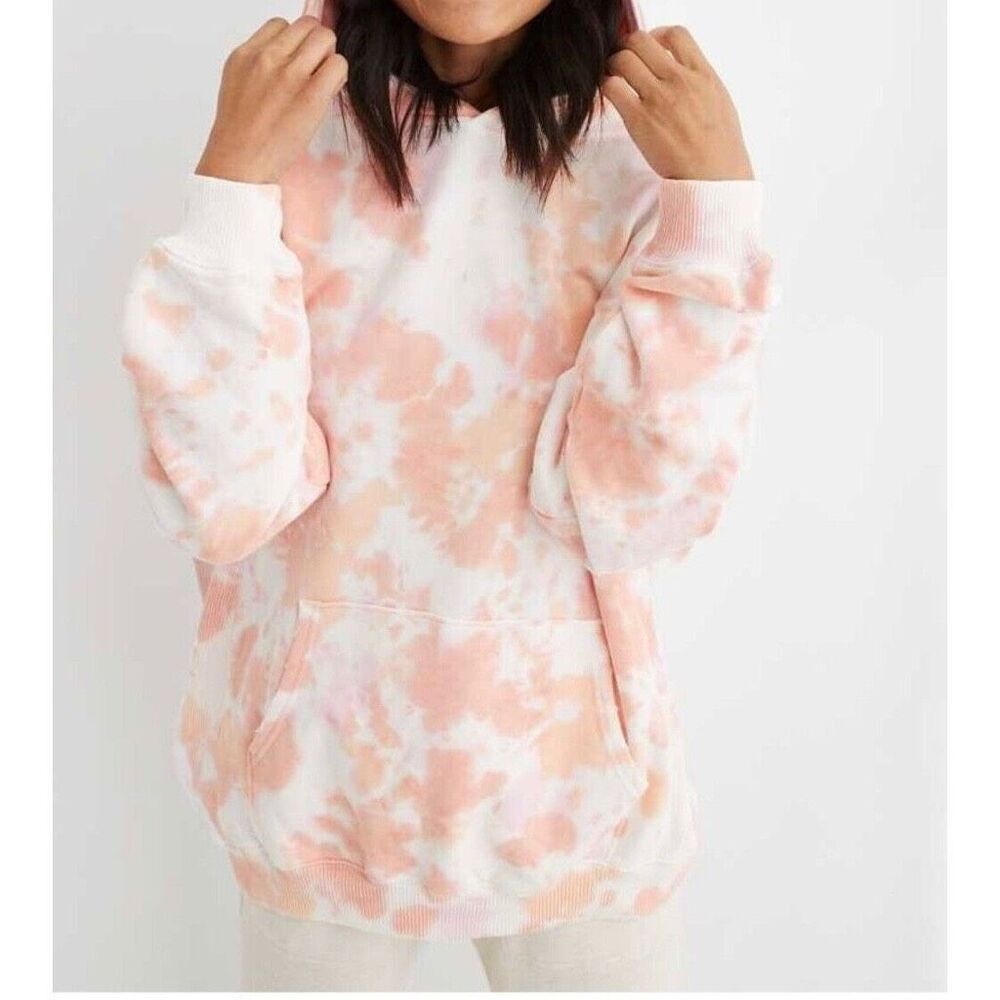 Aerie 90’s Tie Dye Oversized Relaxed Hoodie Pink Peach Boho Comfort Size XS